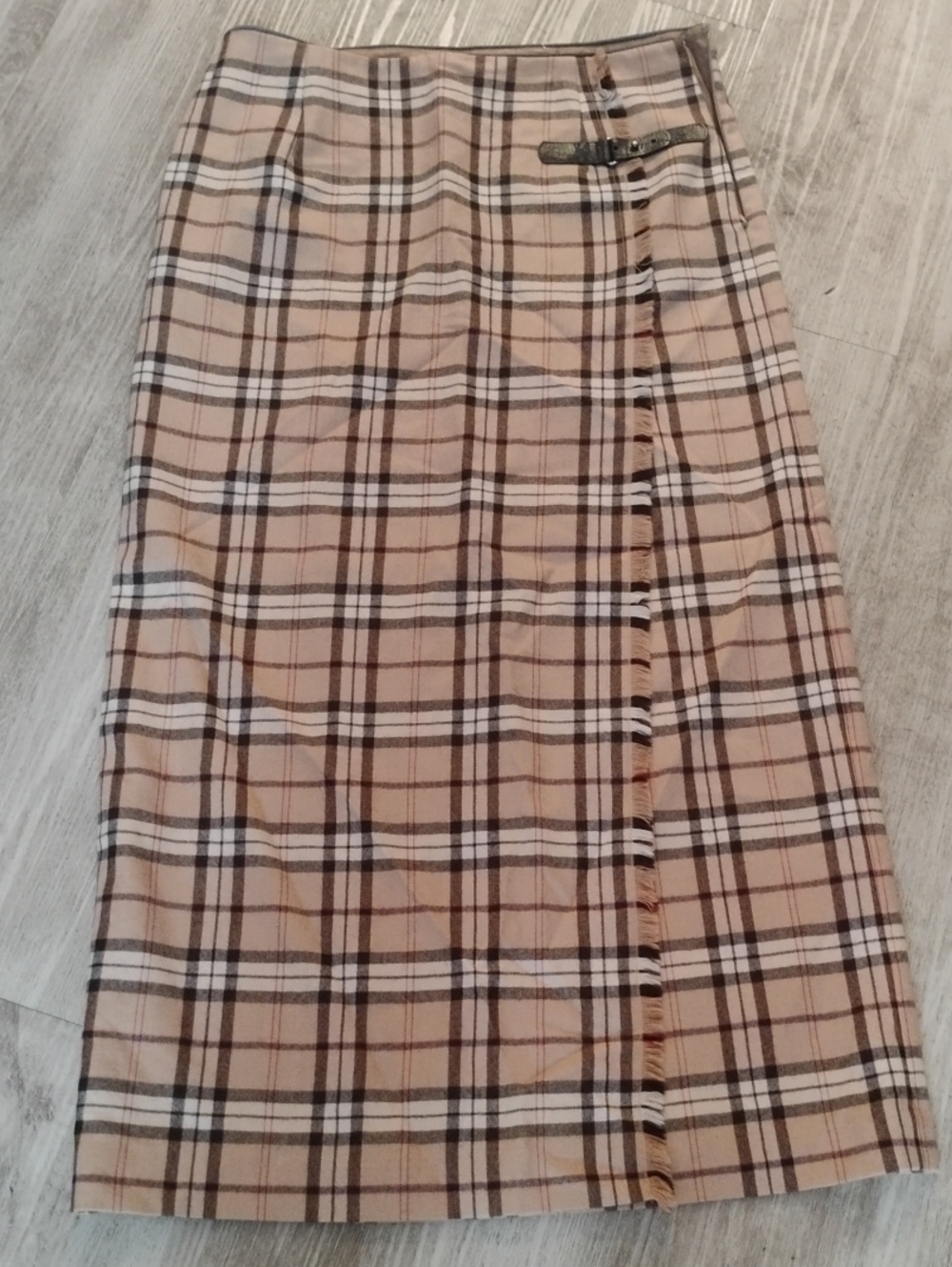 Vintage Plaid Beige High-Waist Women’s 100% Wool Skirt✨❤️🔥🔥 - Picture 7 of 8